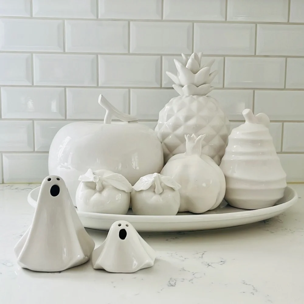 Crate&barrel LED Ceramic Halloween Ghosts